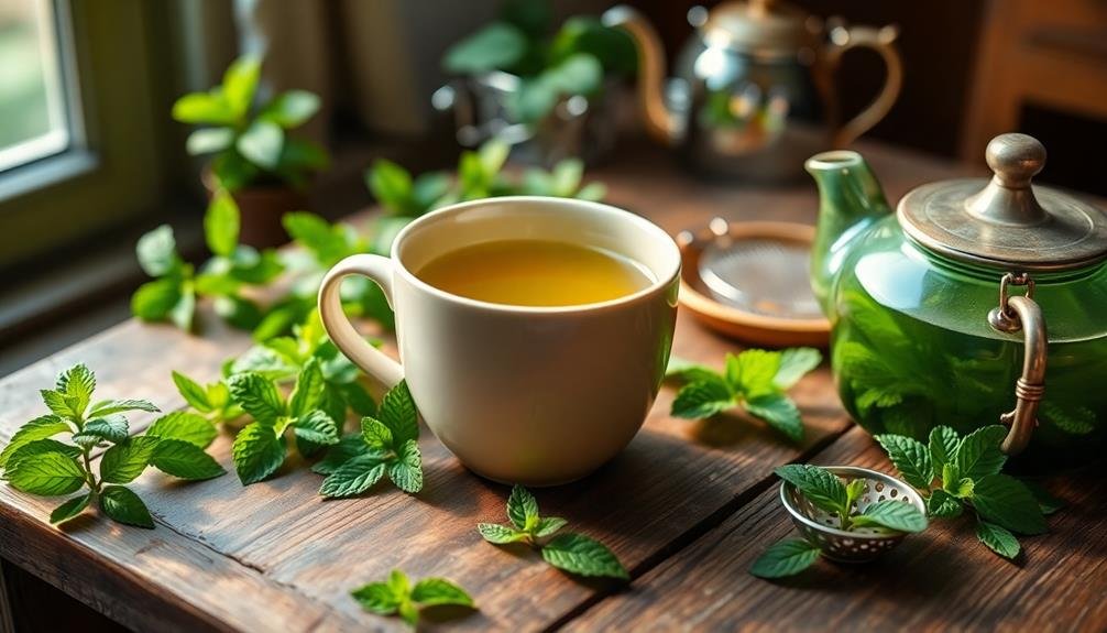 brewing refreshing peppermint tea