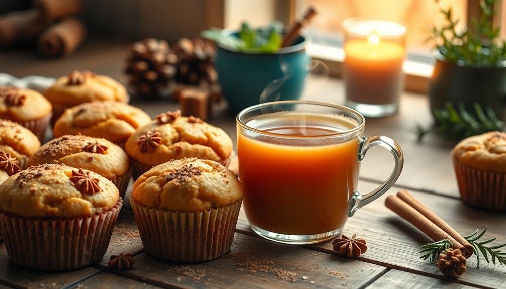 ginger tea with muffins