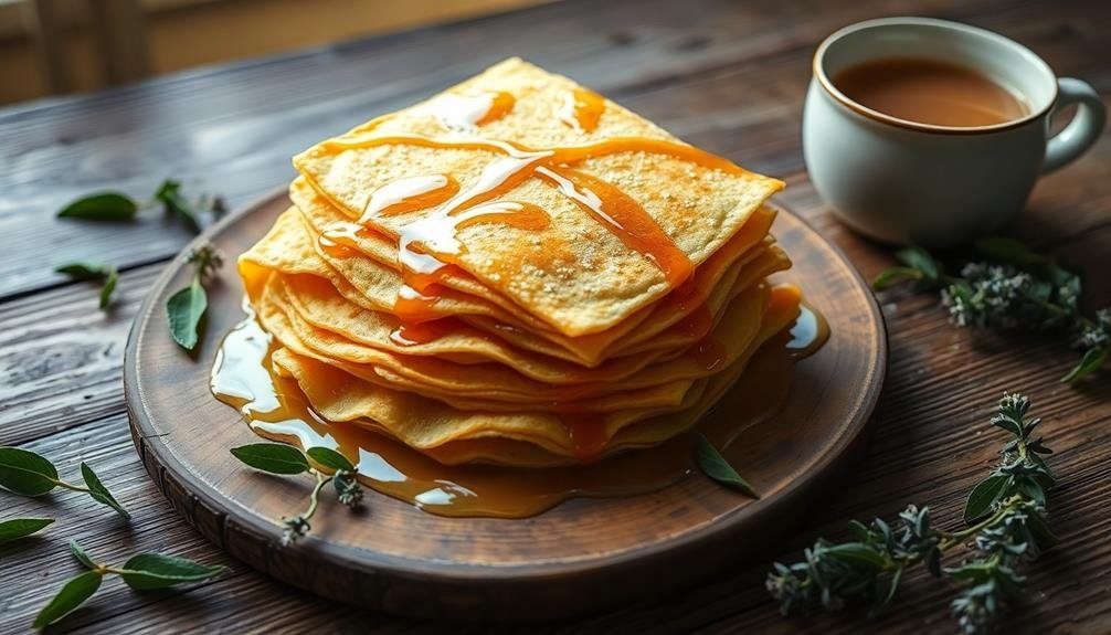 honey glazed sage tea crepes