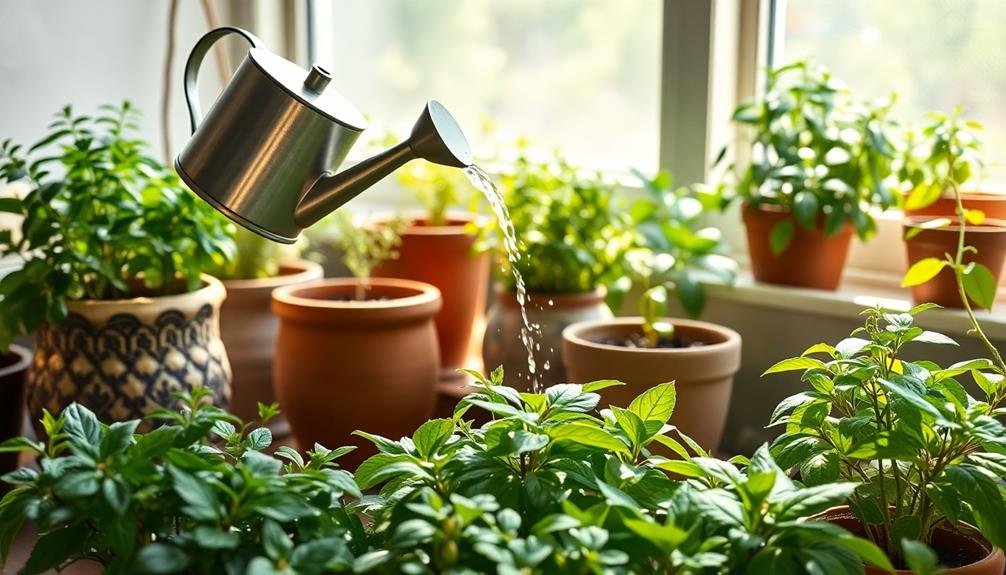 indoor herbal garden watering