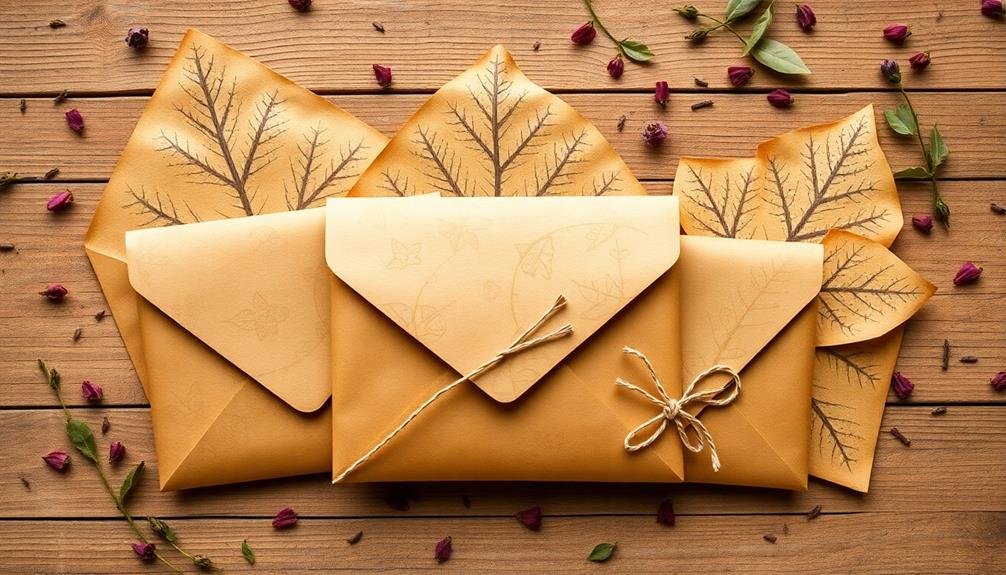 leaf patterned eco friendly envelopes