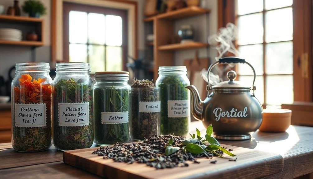 organize tea blend ingredients