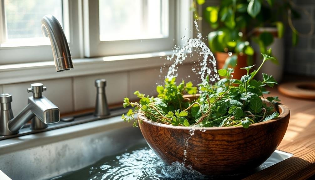 properly washing fresh herbs