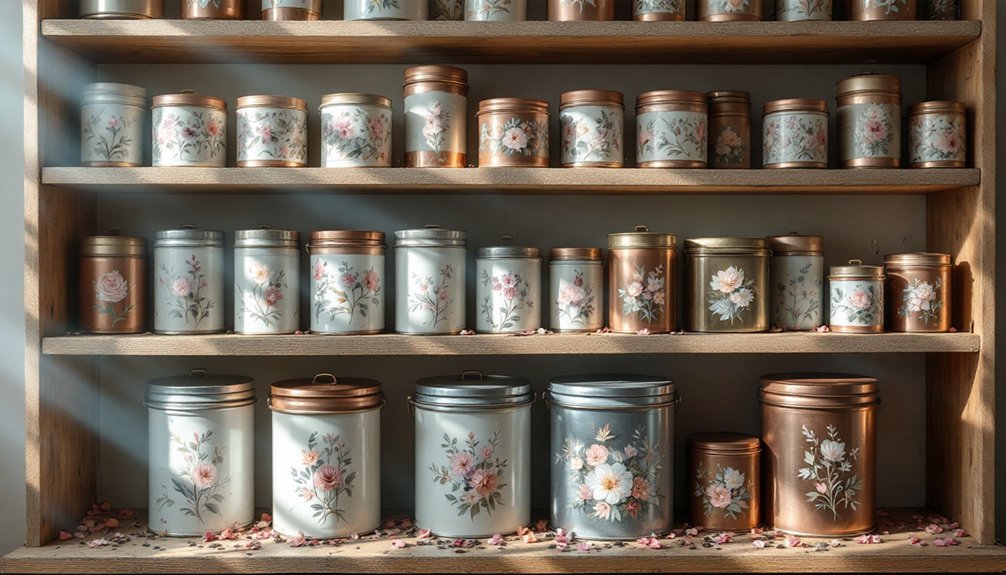 organized tea tin labels
