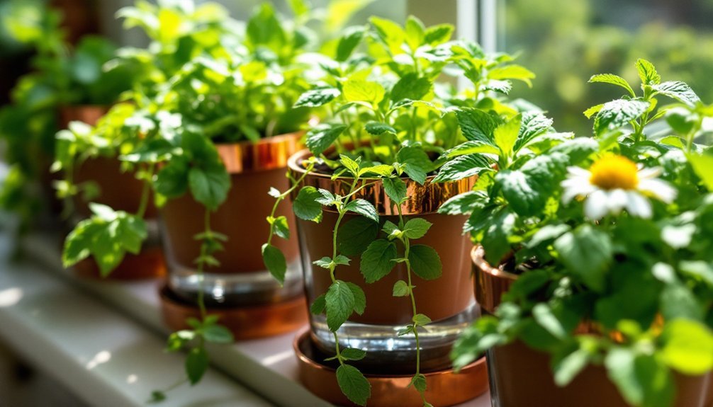 self watering tea herb planters