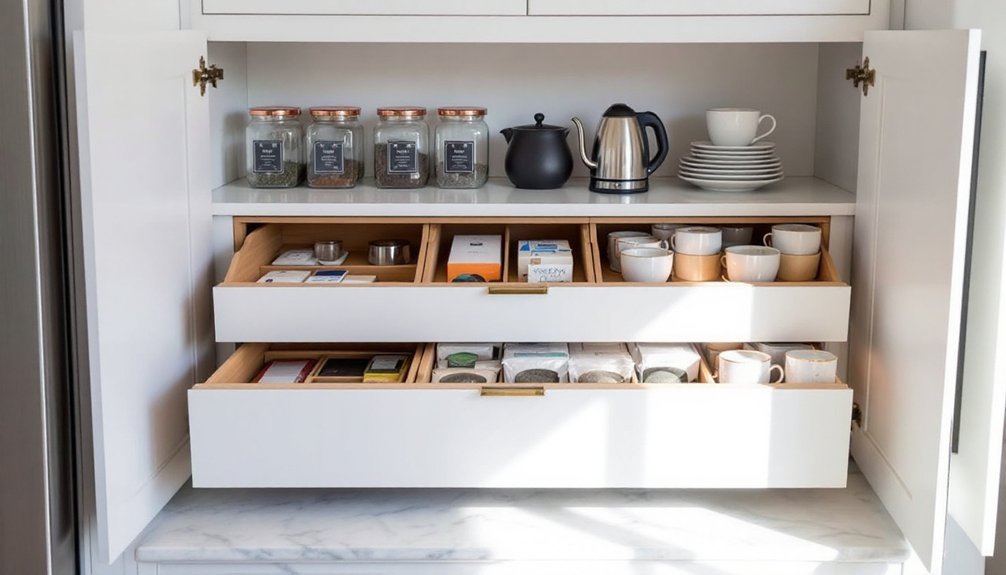 tea cabinet organization solutions